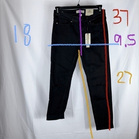 Calvin Klein Jeans Ankle Skinny Leg Mid Rise Cropped Solid Dark Wash Denim Pants - Picture 4 of 7